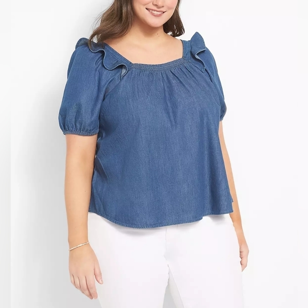 NWOT Lane Bryant Classic Square-Neck Top With Ruffles